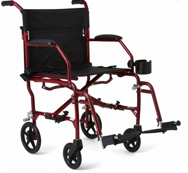 Black And Maroon Transport Wheelchair